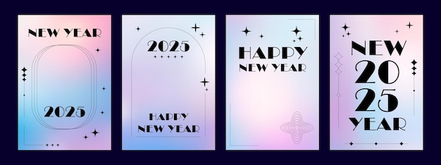 y2k christmas aesthetic posters set 2025 new year gradient background trendy style y2k element minimalist design