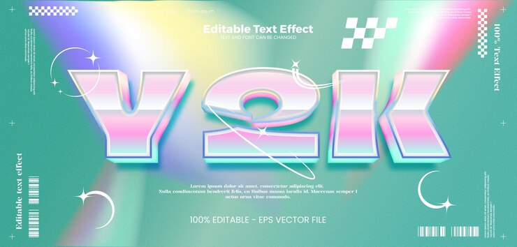 Y2k effect editable text effect in modern trend style