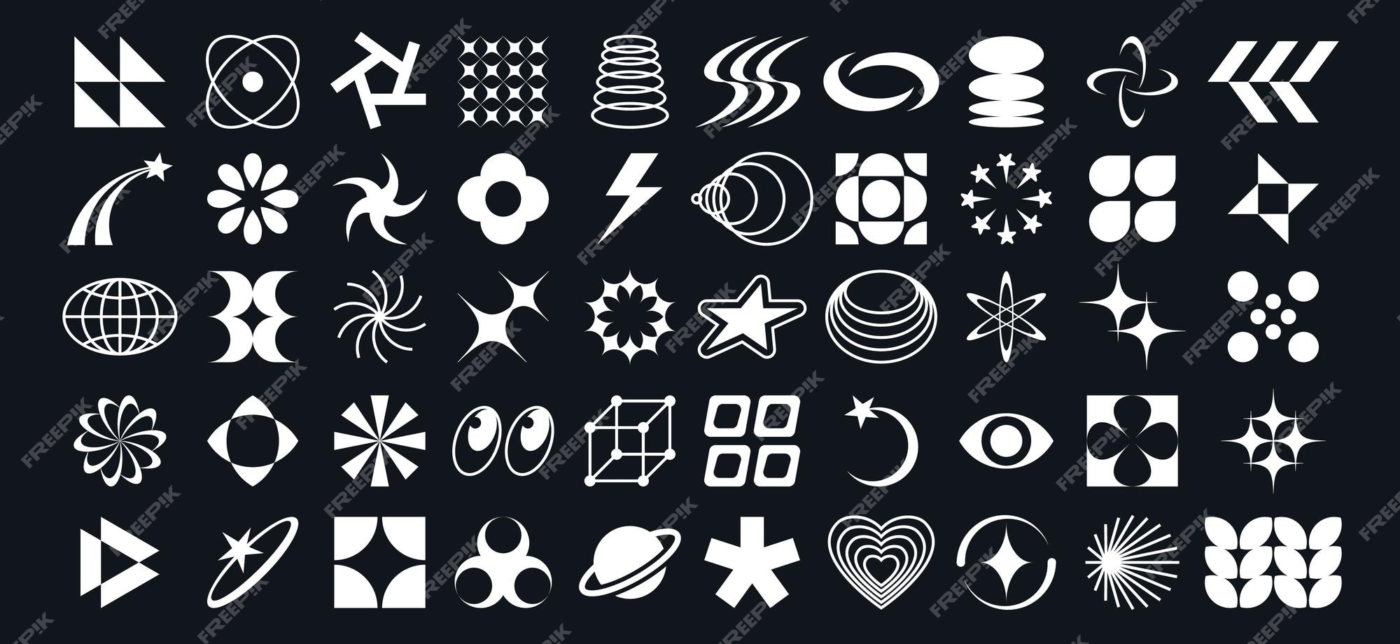 Y2k symbols retro star icons trendy acid rave Vector Image