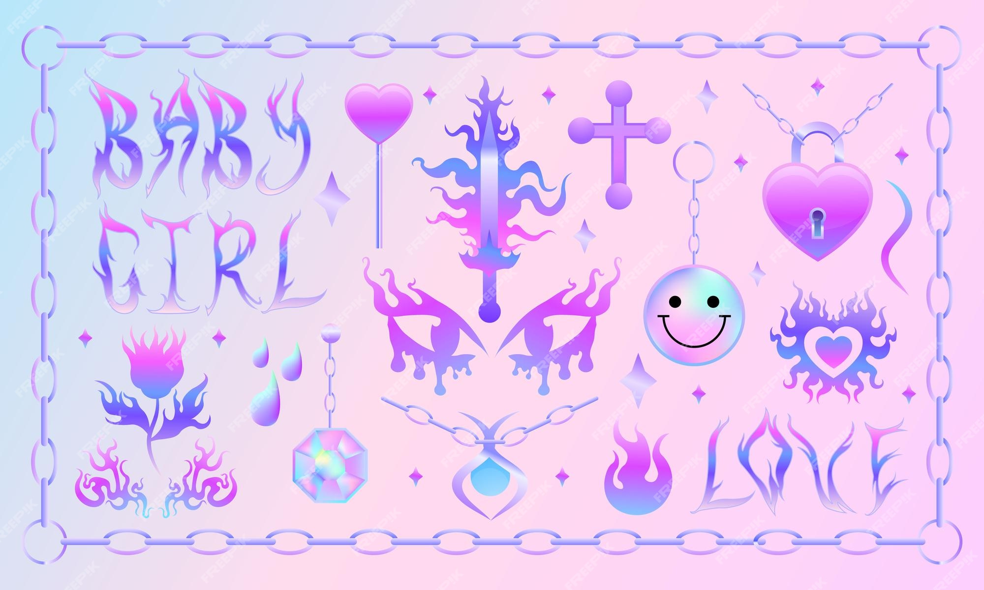 Premium Vector Glamor heart y2k aesthetic 2000s symbol of