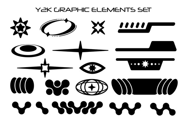 Y2k grafische elementen set