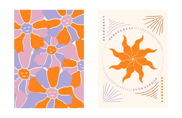 Y2K Groovy Abstract Background Design Set Ontdek trendy vormen vintage illustraties moderne vector