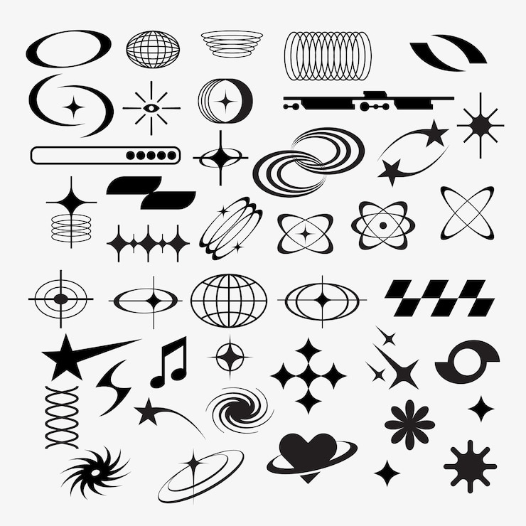 Vector y2k icon collectie
