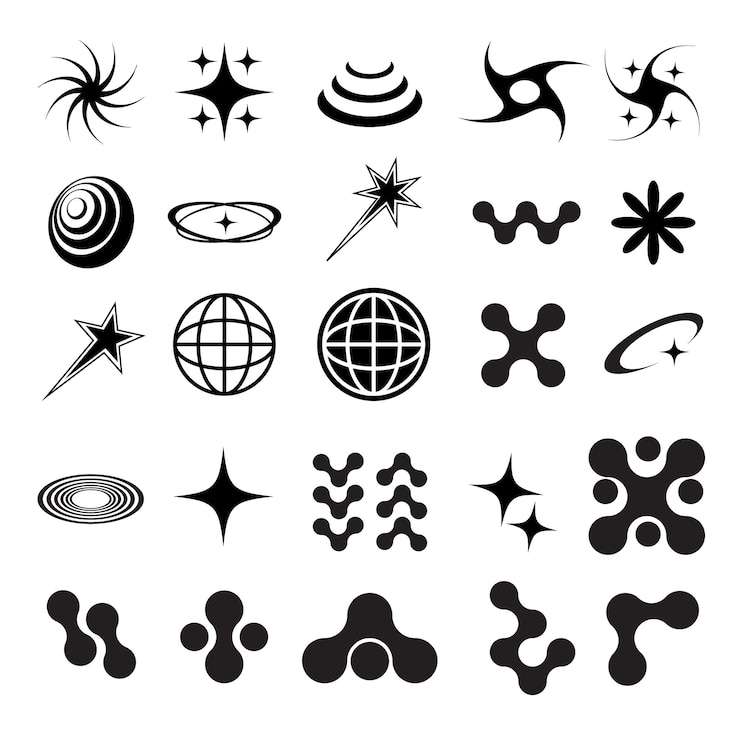 Vector y2k icon collectie