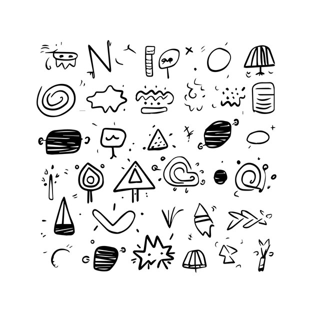 Y2K icon shapes set black and white