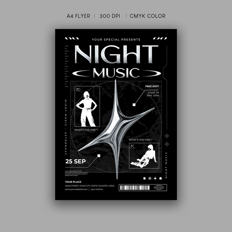 Vector y2k night party flyer