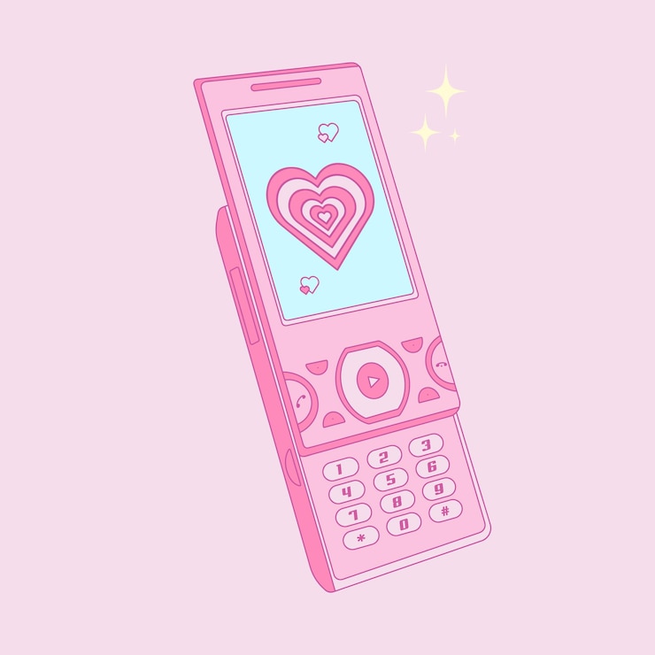 Vector y2k 古いモバイル グラマラス 携帯電話 トレンディなベクトル イラスト 90 年代 2000 年代の懐かしさ