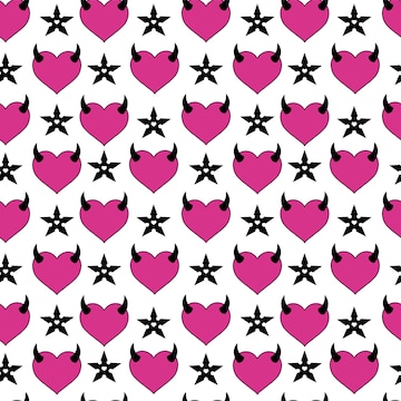 Premium Vector | Y2k pink goth semless pattern with devil heart ...