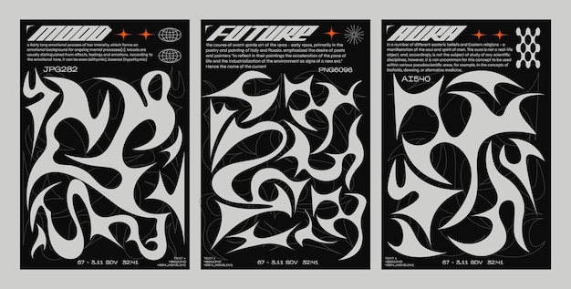 Y2K-posters in retro-futuristische stijl Tribale stijlelementen voor ontwerp uit de jaren 90 Afdrukbare vectorbanner