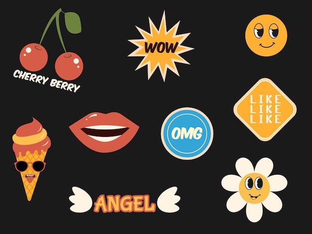 Y2k retro vintage 2000s style stickers pack