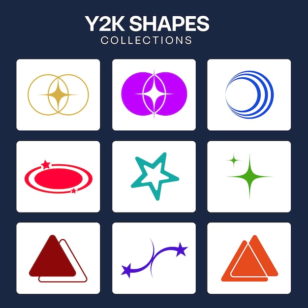 Y2K Shapes Collection Star Sparkling Star Design Sparkle Circle Abstract Geometric vector free