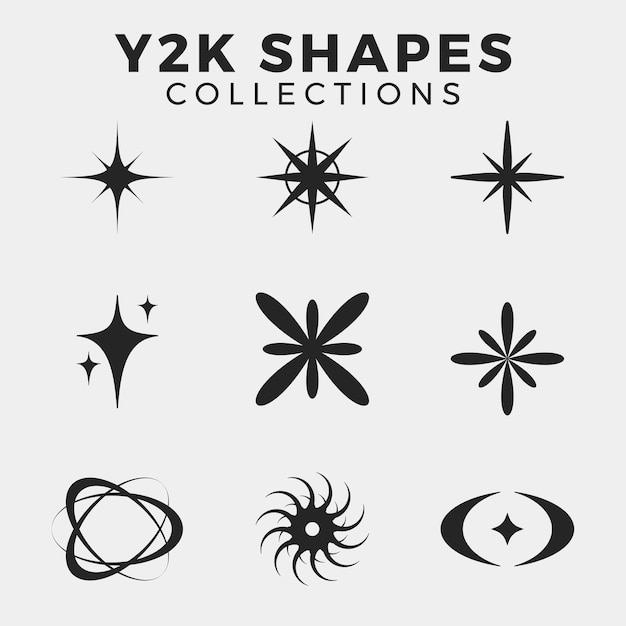 Vector y2k shapes elements for design y2k fusion of retro and futuristic elements