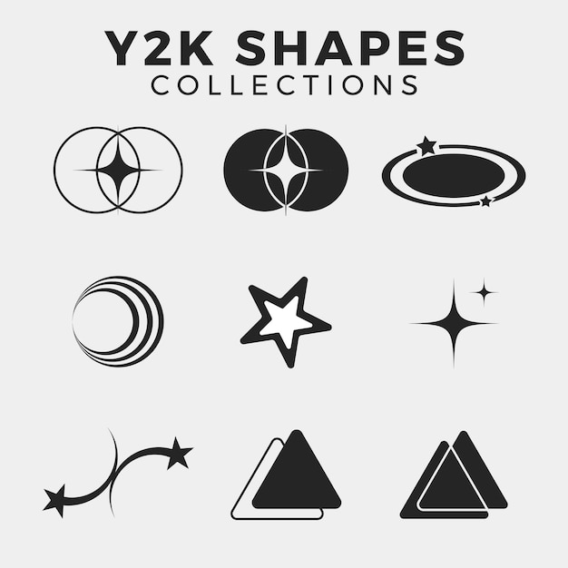 Y2K формирует элементы для дизайна Y2K Слияние ретро и футуристических элементов