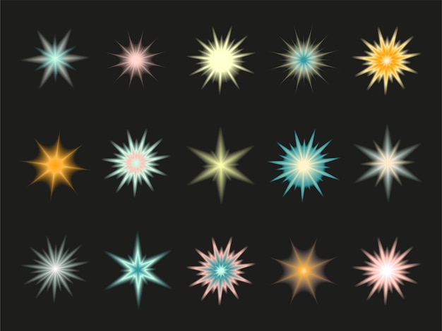 Y2k-stijl vormen wazig verloop set Aura esthetische elementen ster zon Vector illustratie
