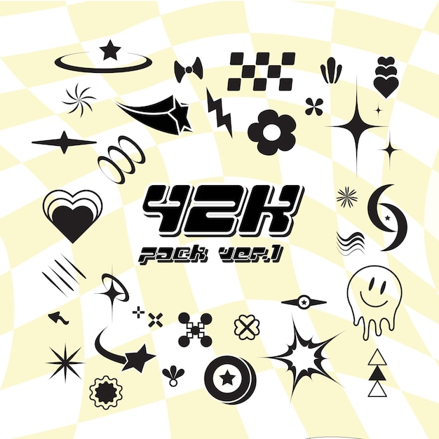 Vector y2k style vector pack cute trendy