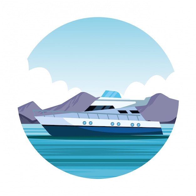 Yacht boat cartoon icon