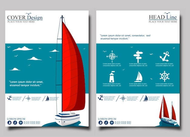 Yacht club flyer with sail boat.