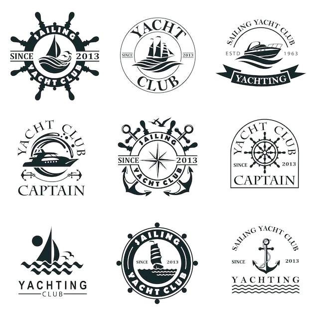 Vector yacht club label set