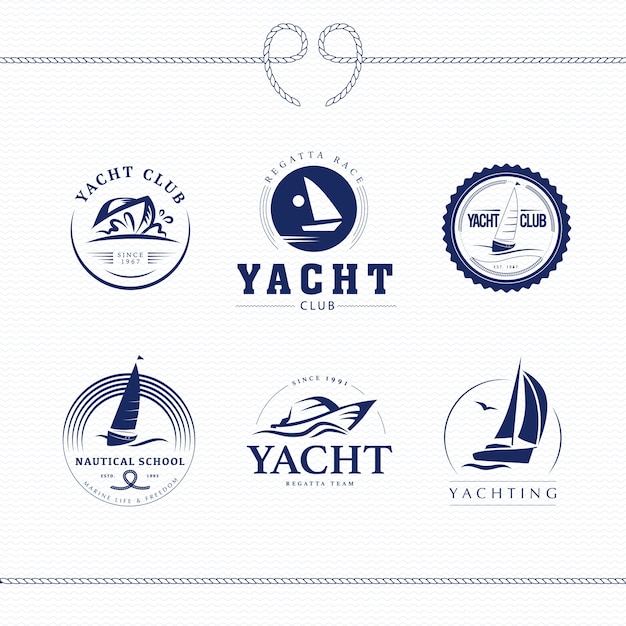 Vector yacht club logo design  collection vector illustration.