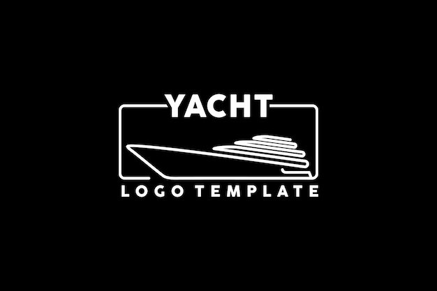 Vector yacht cruise logo with minimalist line art style