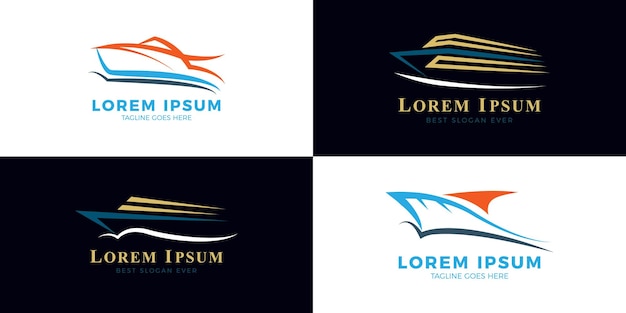 Vector yacht and cruise ship logo bundle