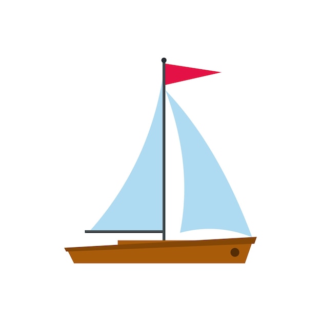 Yacht icon in flat style on a white background