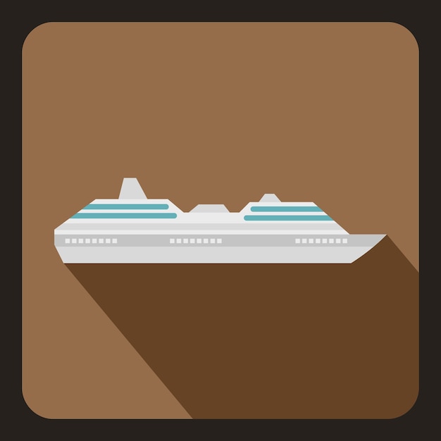 Vector yacht icon in flat style with long shadow water transport symbol vector illustration