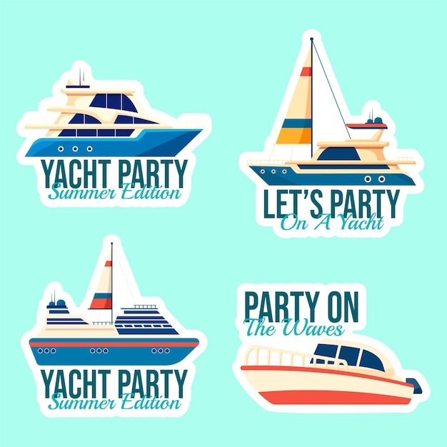 Yachts Party Label Flat Cartoon Handgetekende sjablonen achtergrondillustratie