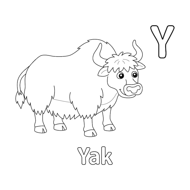 Yak alfabet abc kleurplaat y