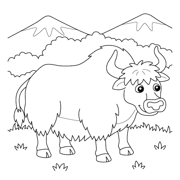 Yak Animal Coloring Page for Kids