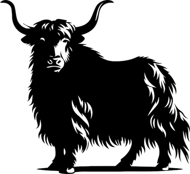 Yak Animal head vector silhouette illustration black color 2