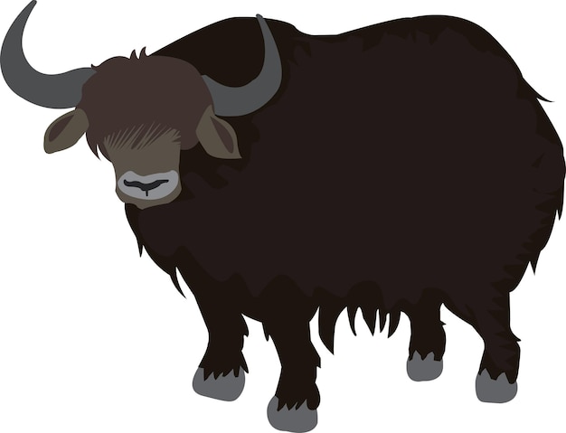 Vector yak big brown bull side view icon for website animal app clipart for an educational game for ch