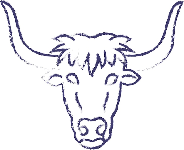 Yak face hand drawn vector illustration