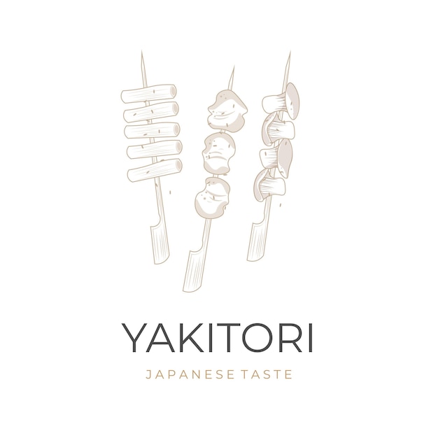 Yakitori Line Art Vector Illustratie Logo