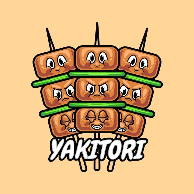 Vettore logo della mascotte yakitori