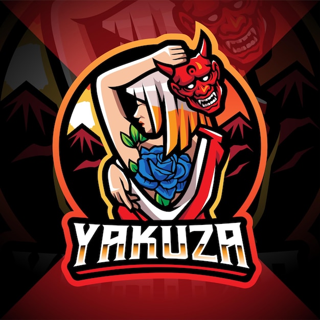 Disegno del logo della mascotte esport di yakuza