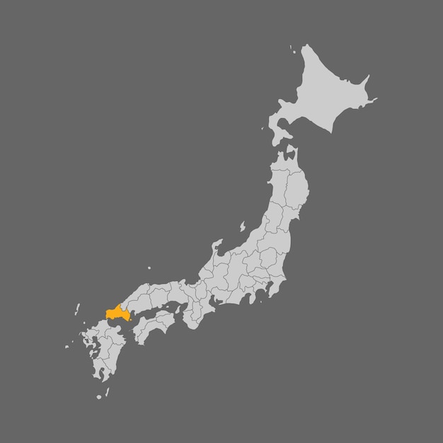일본 지도에서 야마구치 현 하이라이트