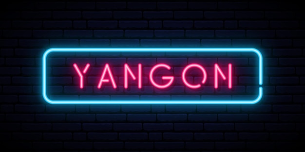 Yangon neon sign