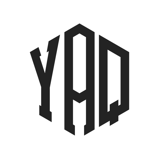 YAQ ロゴ デザイン イニシャルレター YAQ モノグラム ロゴ ヘクサゴン形