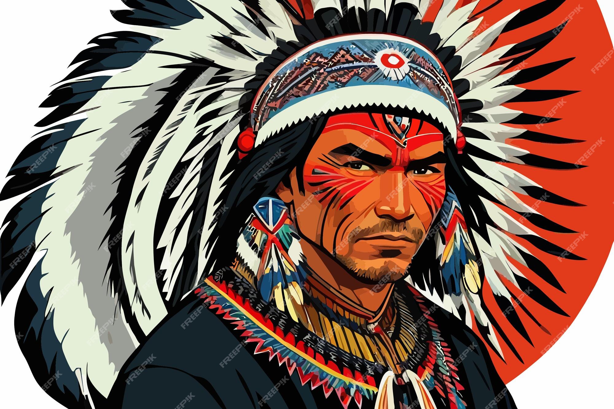 Premium Vector | Yaqui indigenous man illustration