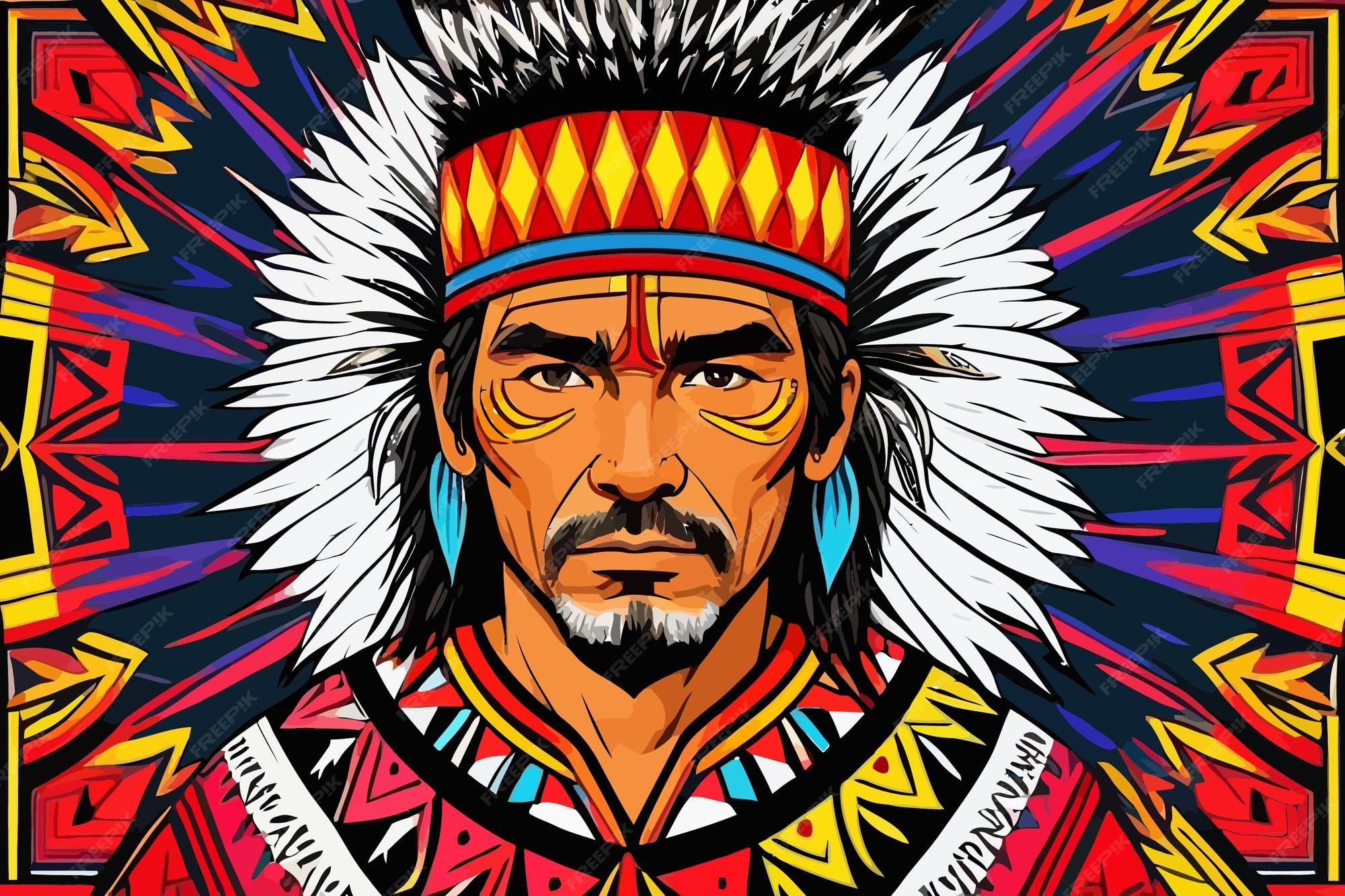 Premium Vector | Yaqui indigenous man illustration