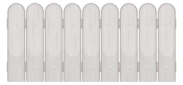 Vector 庭の生け垣 漫画の白い板フェンス バリア