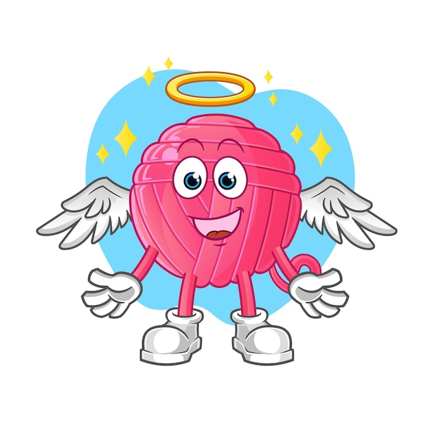 Yarn ball angel with wings . cartoon character