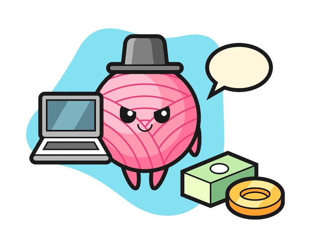 Yarn ball cartoon as a hacker