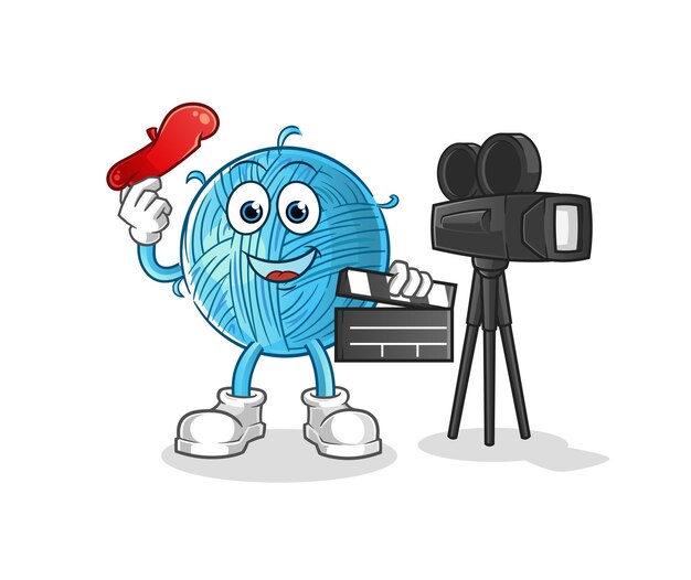 Yarn ball director mascot. cartoon vector