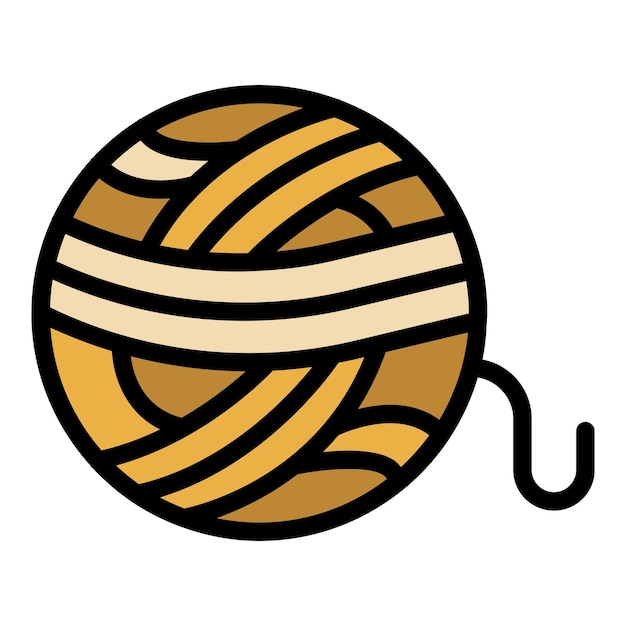 Yarn ball icon outline yarn ball vector icon color flat isolated