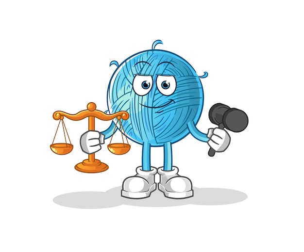 Vector yarn ball lawyer cartoon. cartoon mascot vector