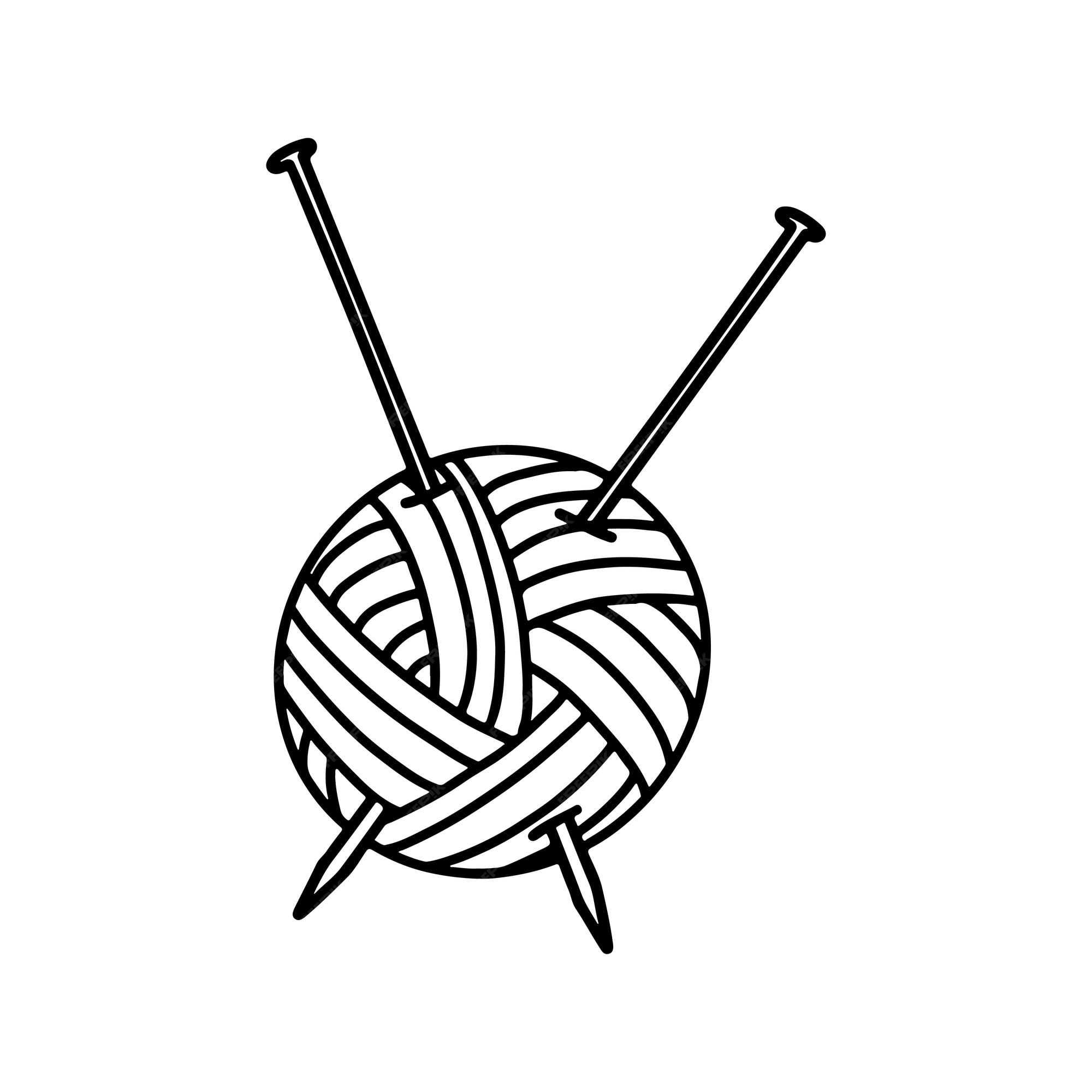 Yarn ball needles isolated Royalty Free Vector Image