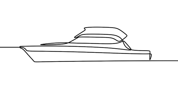 Yatch sea oneline continuous single line art handdrawn