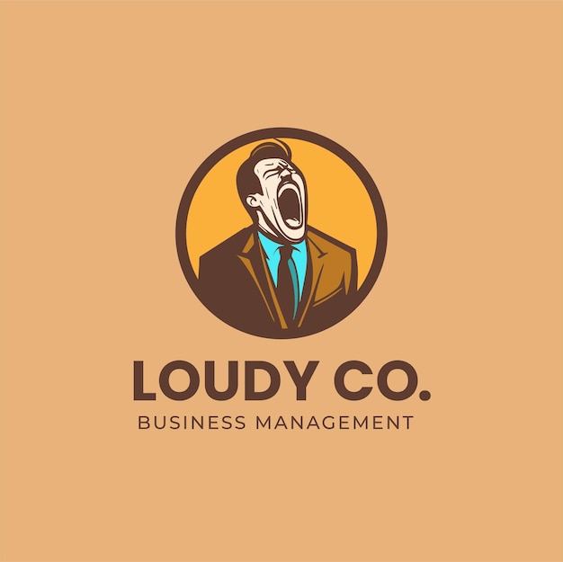 Yawning man logo with brown suit